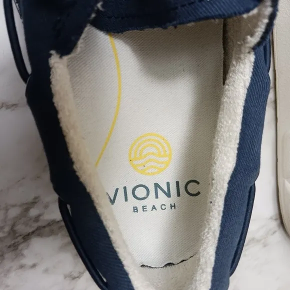 VIONIC Beach Mens 8 Navy Blue Skipper Slip-On Casual Comfort Shoes