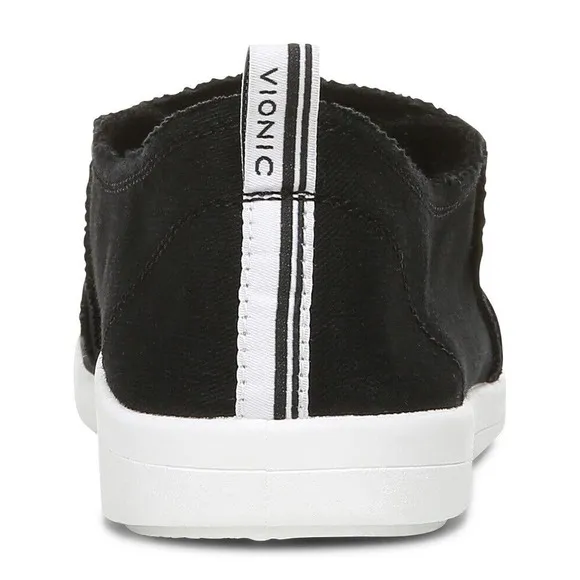 Vionic Beach Sneakers Malibu Womens 6 Black Canvas Orthotic Shoes New‎