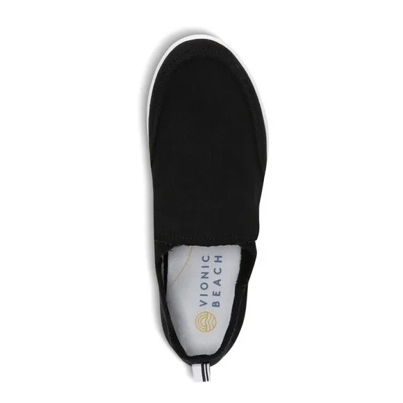 Vionic Beach Sneakers Malibu Womens 6 Black Canvas Orthotic Shoes New‎
