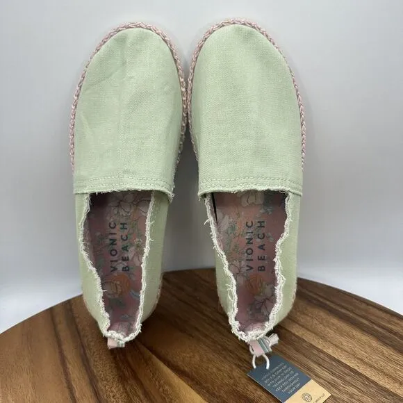 Vionic Beach Women's 6.5 Laguna Shoes Slip On Canvas Nautical Travel Espadrille