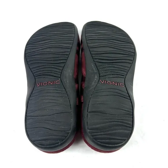 Vionic Claire Shoes 6 Burgundy Maroon Suede Slip On Flats