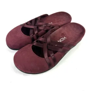 Vionic Claire Shoes 6 Burgundy Maroon Suede Slip On Flats