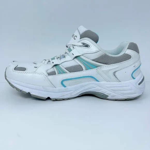 Vionic Womens Classic Walking Leather Shoes White Blue 23WALK Low Top Lace Up 8M