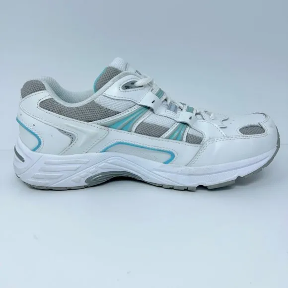 Vionic Womens Classic Walking Leather Shoes White Blue 23WALK Low Top Lace Up 8M