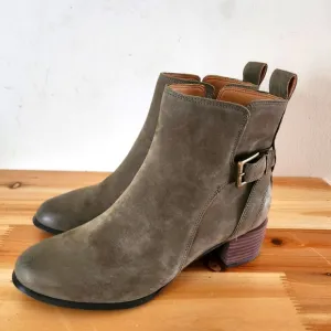Vionic Womens Sienna Nubuck Embellished Waterproof Olive Ankle Boots Shoe Size 8