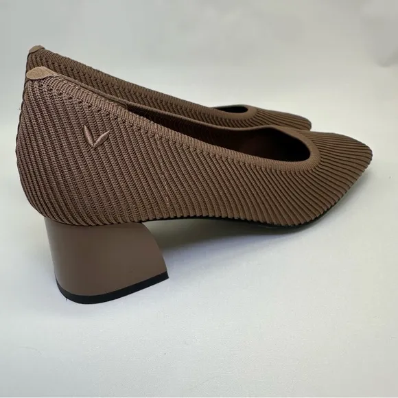 VIVAIA Melody Pro Pump Heel Shoes Women 37.5 Brown Knit Comfort Square Toe heels