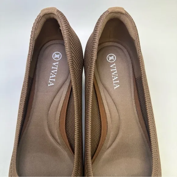 VIVAIA Melody Pro Pump Heel Shoes Women 37.5 Brown Knit Comfort Square Toe heels