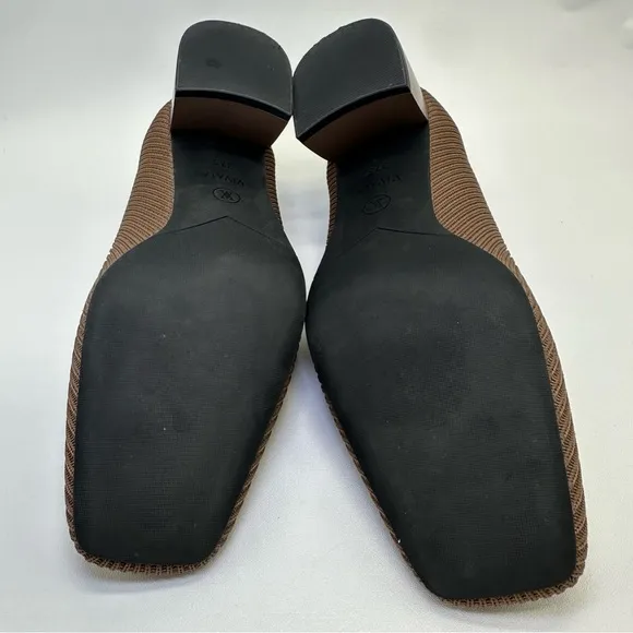 VIVAIA Melody Pro Pump Heel Shoes Women 37.5 Brown Knit Comfort Square Toe heels
