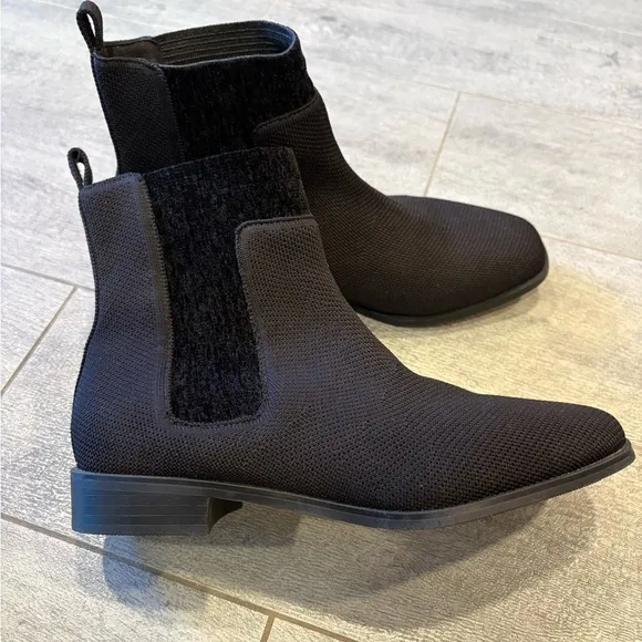 VIVAIA Square-Toe Water-Repellent Ankle Boots (Riley) knit booties black 40 US 9