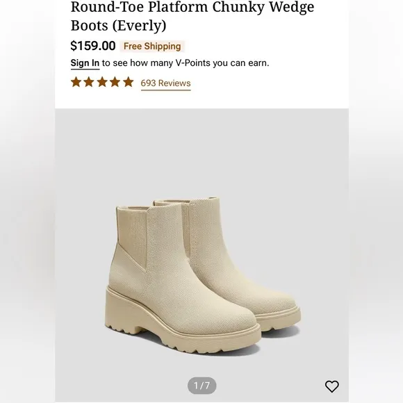 Vivaia Women’s Round-Toe Platform Chunky Wedge Boots (Everly) Size (37) US 6.5