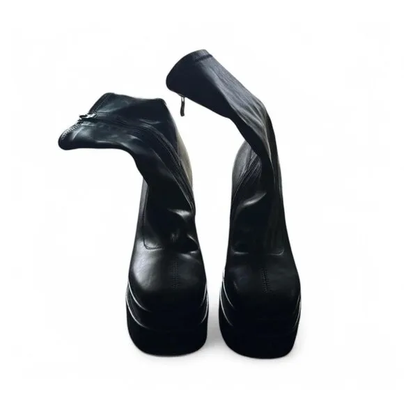 Vivianly Sheena 140 Chunky Heel Go Go Boots – US 10 | Mid-Calf Platform Boots |