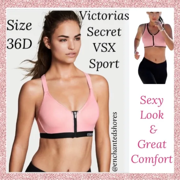 VSX Sport Victoria’s Secret Pink Metallic Sparkle Supportive Sports Bra Size 36D