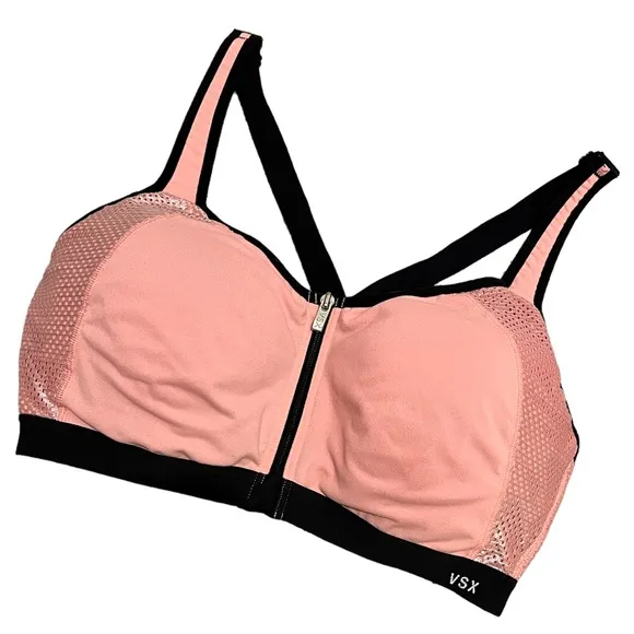 VSX Sport Victoria’s Secret Pink Metallic Sparkle Supportive Sports Bra Size 36D