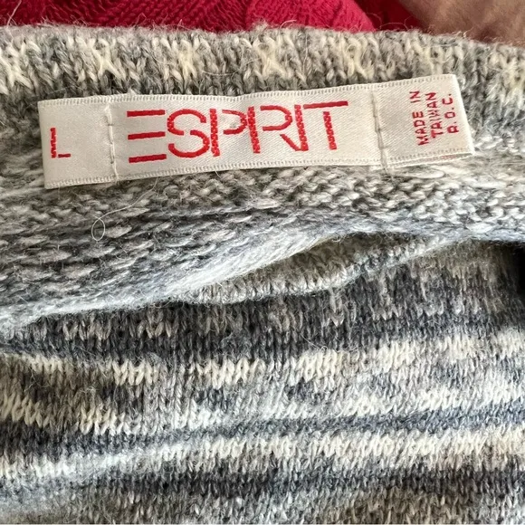VTG 90s Esprit Fair Isle Nordic Balloon Sleeve Wool Blnd Sweater Sz S Gray White