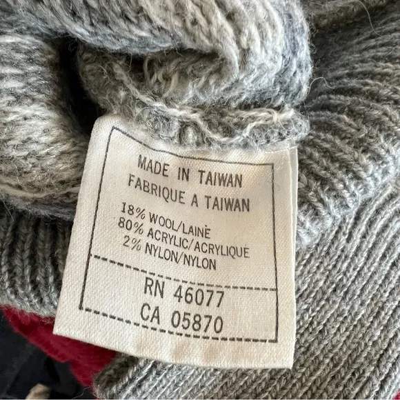 VTG 90s Esprit Fair Isle Nordic Balloon Sleeve Wool Blnd Sweater Sz S Gray White