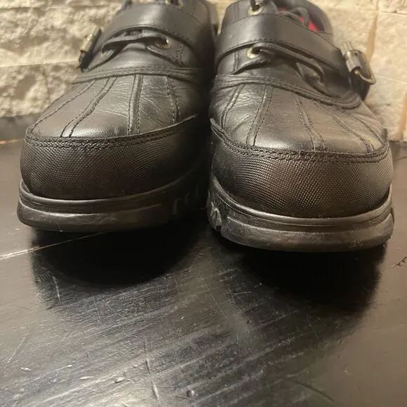VTG 90s Polo Sport Ralph Lauren Leather Boat Buckle Shoes Low Top Duck Boots 12D