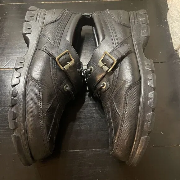 VTG 90s Polo Sport Ralph Lauren Leather Boat Buckle Shoes Low Top Duck Boots 12D