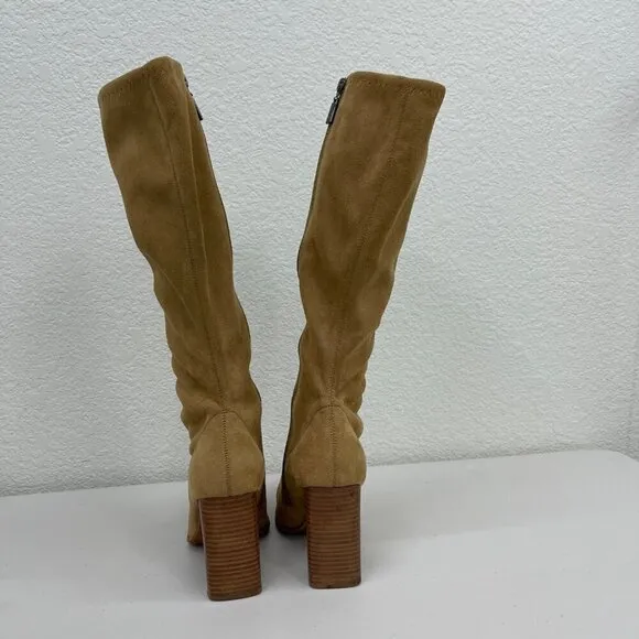 VTG Candies Y2K Knee High Faux Suede Side Zip Heeled Gogo Boots Shoes Womens 8 M