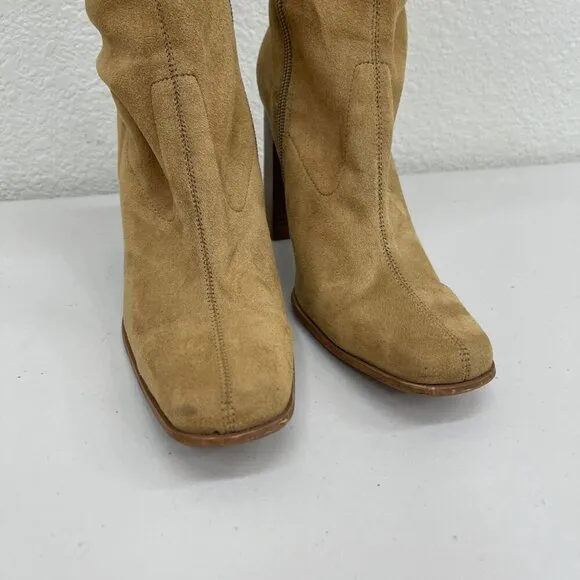 VTG Candies Y2K Knee High Faux Suede Side Zip Heeled Gogo Boots Shoes Womens 8 M
