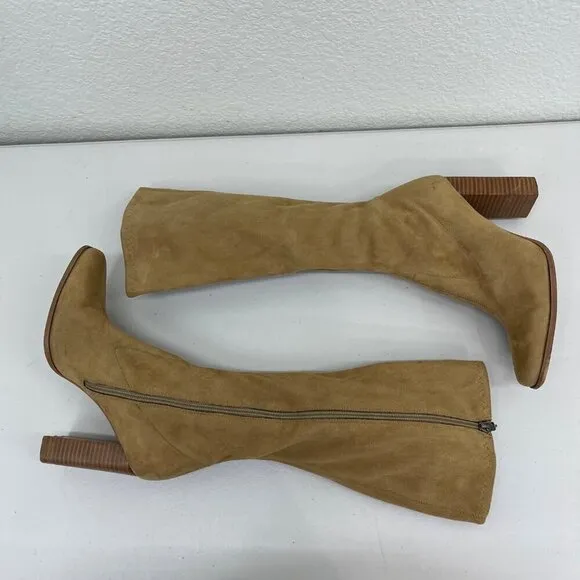 VTG Candies Y2K Knee High Faux Suede Side Zip Heeled Gogo Boots Shoes Womens 8 M