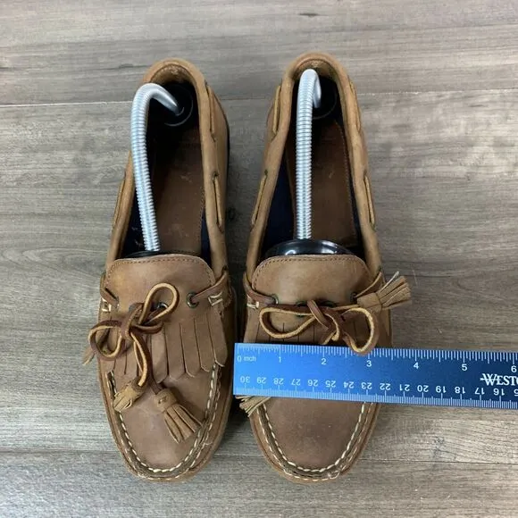 VTG Ralph Lauren Mens Polo Sport Brown Leather Loafers Boat Shoes Size 9 D