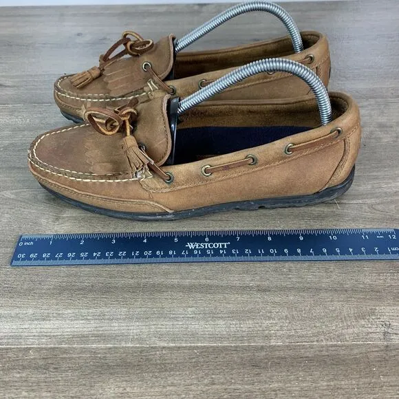 VTG Ralph Lauren Mens Polo Sport Brown Leather Loafers Boat Shoes Size 9 D