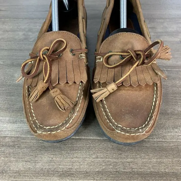 VTG Ralph Lauren Mens Polo Sport Brown Leather Loafers Boat Shoes Size 9 D