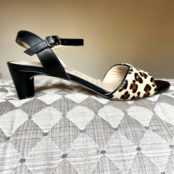 Walking Cradles Lydia Leopard Animal Print Low Heel Sandal Shoes Women’s 8.5