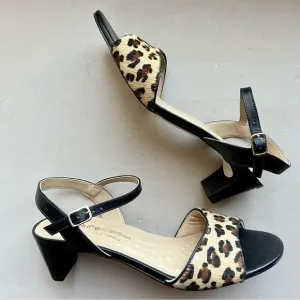 Walking Cradles Lydia Leopard Animal Print Low Heel Sandal Shoes Women’s 8.5