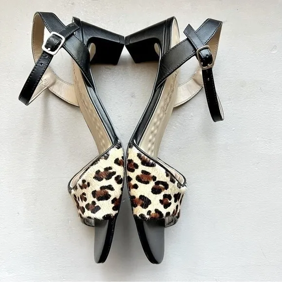 Walking Cradles Lydia Leopard Animal Print Low Heel Sandal Shoes Women’s 8.5