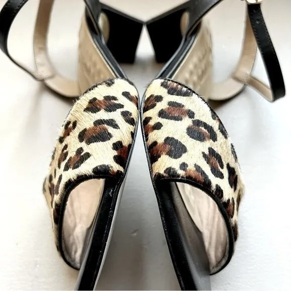 Walking Cradles Lydia Leopard Animal Print Low Heel Sandal Shoes Women’s 8.5