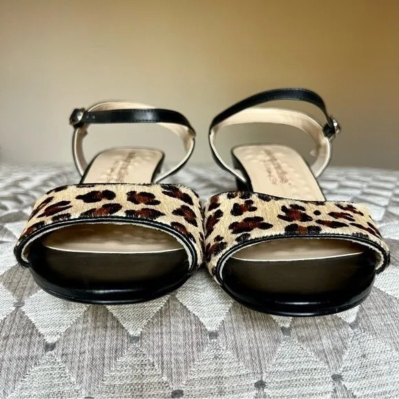 Walking Cradles Lydia Leopard Animal Print Low Heel Sandal Shoes Women’s 8.5