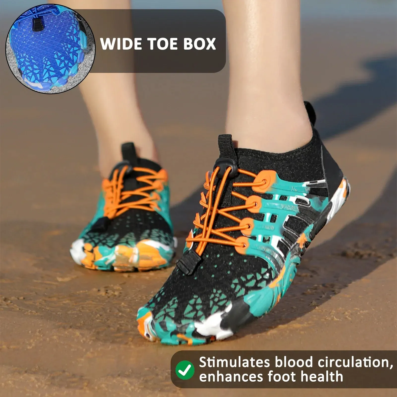 Water Shoes Adjustable Buckle Breathable Quick Dry Non-Slip Summer Beach Walking/Swimming/Outdoor Barefoot Shoes (Unisex)