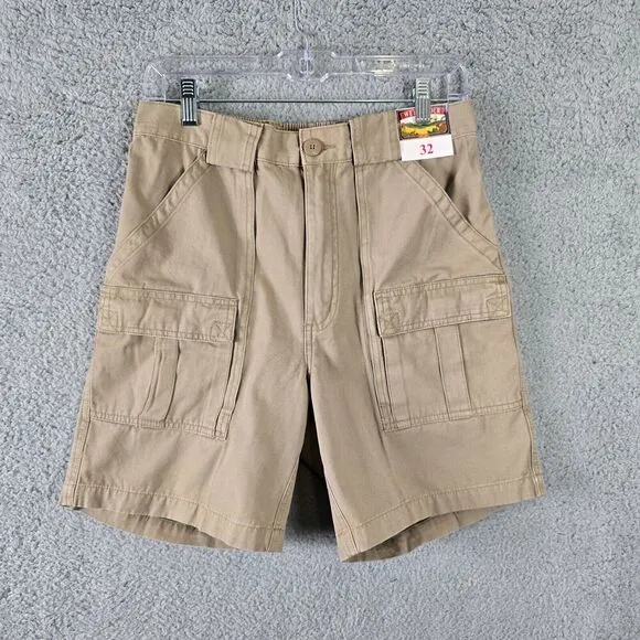 Weekender Cargo Hiking Shorts Mens 32x7 Tan Elastic Waist Outdoor Fishing Boat
