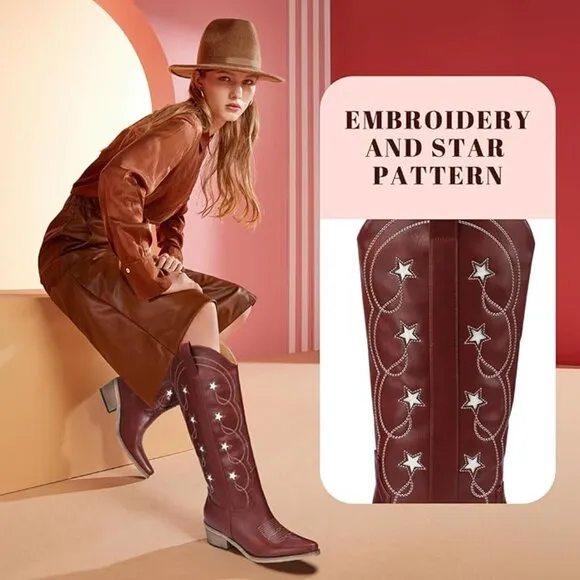 Western Mid Calf Cowgirl Boots
