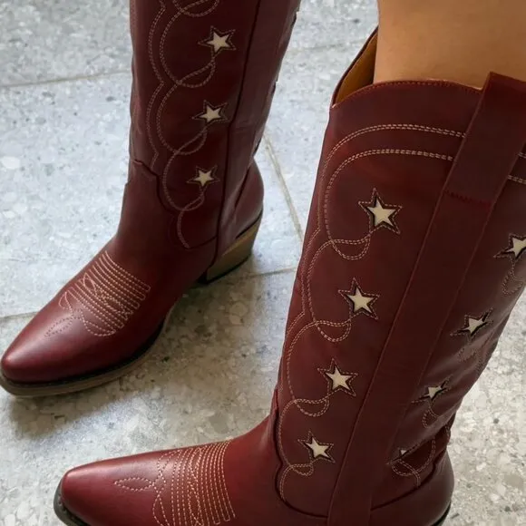 Western Mid Calf Cowgirl Boots