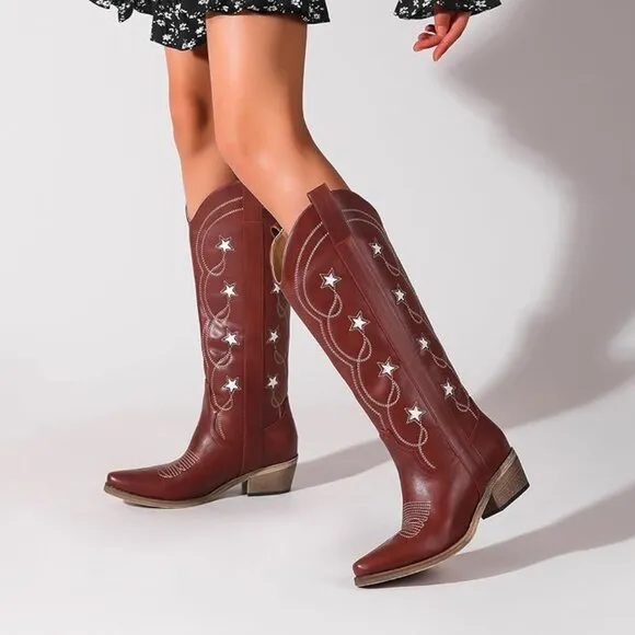 Western Mid Calf Cowgirl Boots
