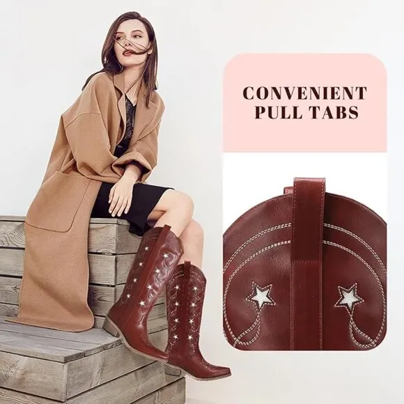 Western Mid Calf Cowgirl Boots