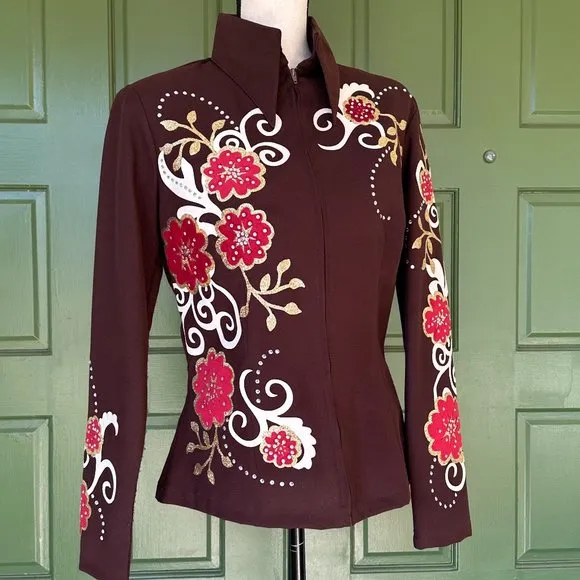 Western wear showmanship horse show zip front top Size L