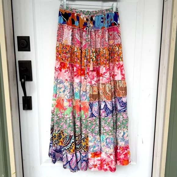 White Birch Patchwork Maxi Skirt