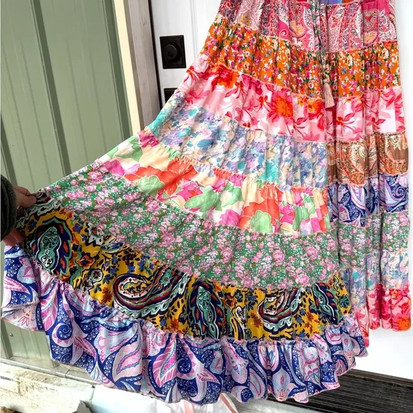 White Birch Patchwork Maxi Skirt
