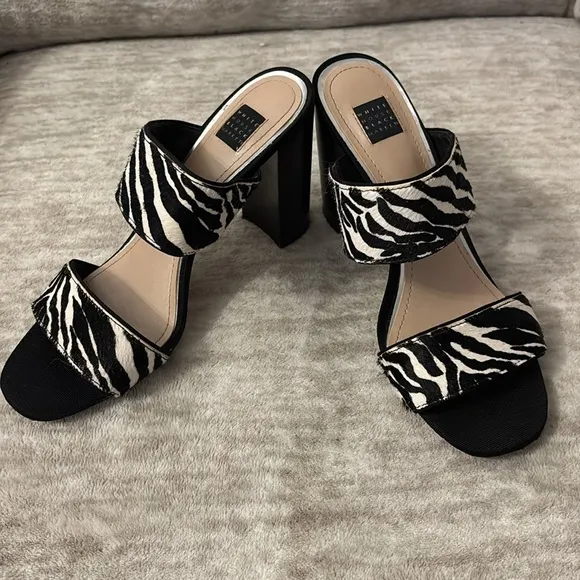 White House Black Market Faux Zebra Fur Women's Sandals