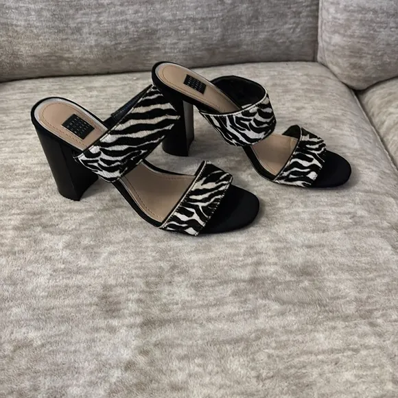 White House Black Market Faux Zebra Fur Women's Sandals