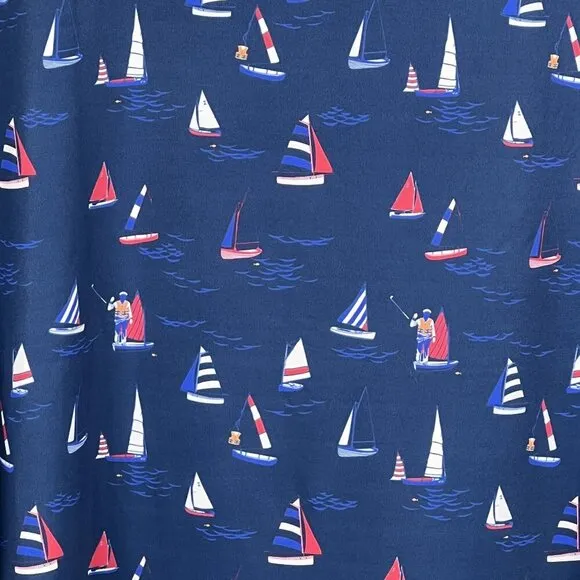 William Murray NWT Mens XXL Navy Sailboat Print Polo Golf Shirt Athleisure