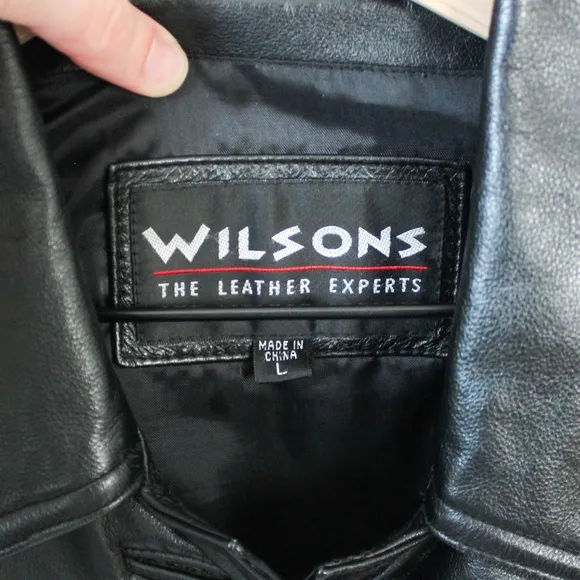 Wilson’s Black Leather Women’s Tie Front Jacket Large
