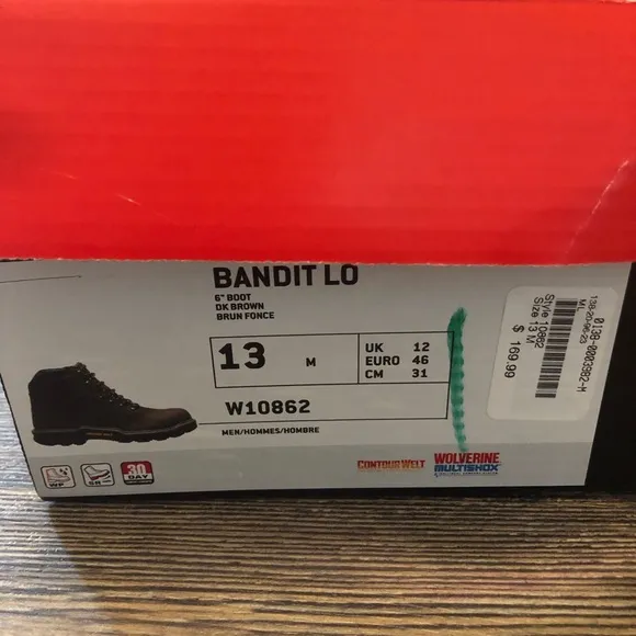 Wolverine Mens Bandit Lo 6” Waterproof Work Boots W10862 Sz. 13 multi shock NIB