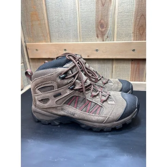 Wolverine Mens Waterproof Hiking Boots Size 10 Suede Brown &amp; Black Outdoor
