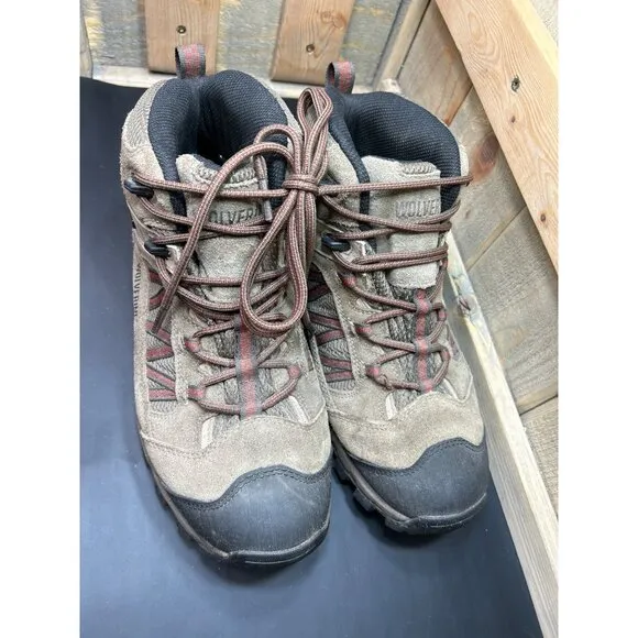 Wolverine Mens Waterproof Hiking Boots Size 10 Suede Brown &amp; Black Outdoor