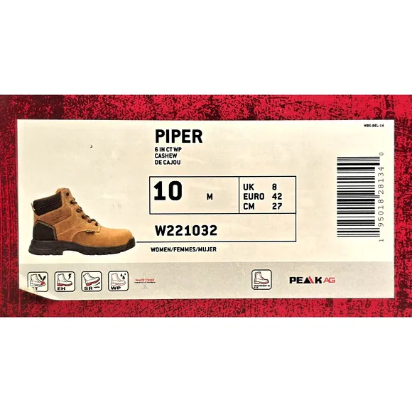Wolverine PIPER Women's Sz 10 M  Waterproof Composite Toe 6&quot; Work Boots W221032