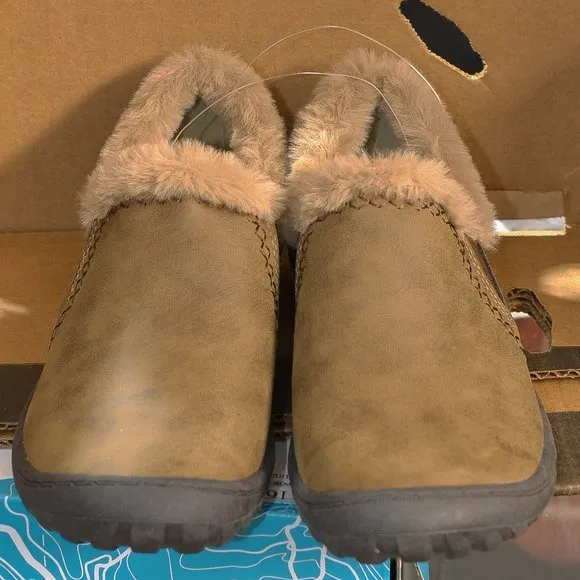 Women Brown Willa Memory Foam‎ Faux Shearling Shoes JSPORT